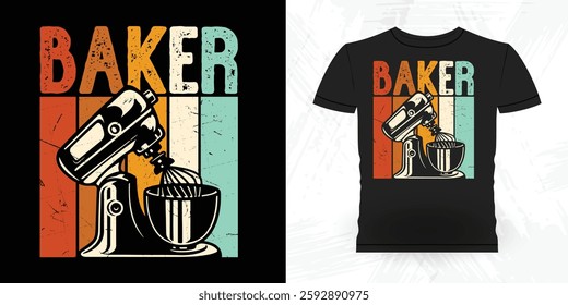 Funny Bake Vintage Baking T-shirt Design