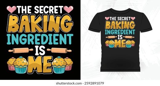 Funny Bake Vintage Baking T-shirt Design