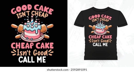 Funny Bake Vintage Baking T-shirt Design