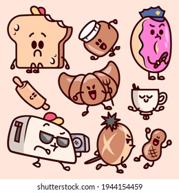 FUNNY BAKERY CARTOON  CHARACTERS COLLECTION.