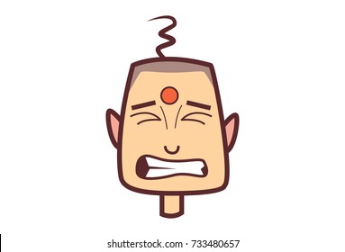 Funny Bald Man Annoyed. Vector Illustration. Isolated on white background.