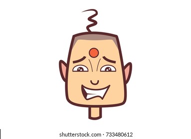 Funny Bald Man Laughing. Vector Illustration. Isolated on white background.