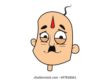 Funny Bald Man proud. Vector Illustration. Isolated on white background.