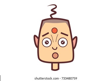 Funny Bald Man Shocked. Vector Illustration. Isolated on white background.