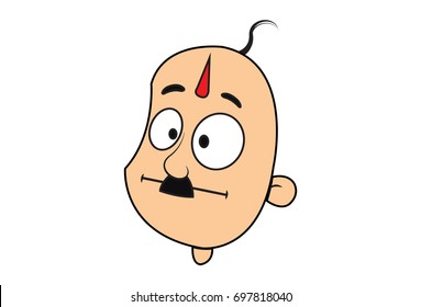 Funny Bald Man Speechless. Vector Illustration. Isolated on white background.