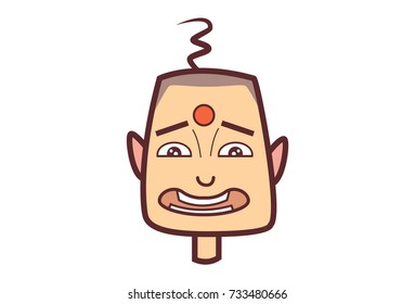 Funny Bald Man . Vector Illustration. Isolated on white background.