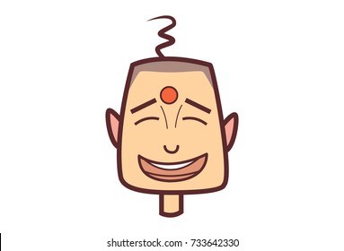 Funny Bald Man . vector Illustration. Isolated on a white background.