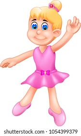 funny ballerina cartoon standing with smile and waving