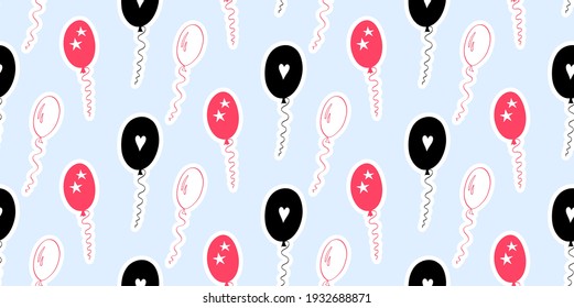 Funny ballons. Seamless pattern with festive motif.