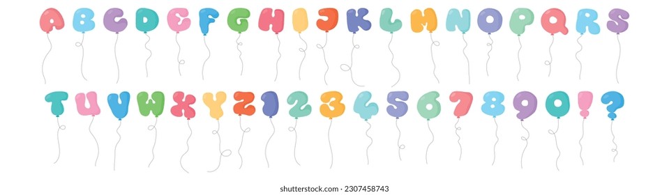 Funny balloon letters and numbers. Back to school ballon text 