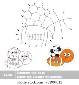 Funny Balls. Dot to dot educational game for kids.
