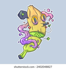Divertido plátano. Caricatura vectorial. Estilo de moda. Ilustración vectorial.