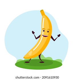 Funny banana character. Vector illustration in cartoon style for children.