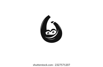 Funny Banana logo design black simple flat icon on white background