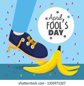 funny banana with sneaker to fools day