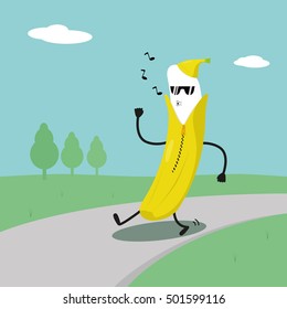 Funny banana. Vector cartoon character