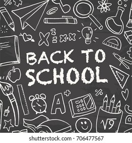 Funny banner back to school vector pattern with creative elements
