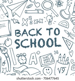 Funny banner back to school vector pattern with creative elements
