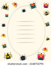 Funny banner with bugs and place for text . Also you can use background ornament as seamless pattern
