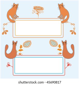 Funny banners with cats and flowers