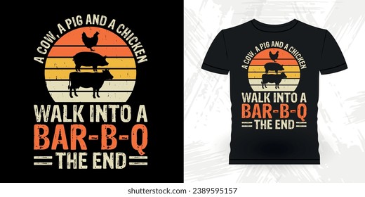 Funny Barbecue Lover Retro Vintage BBQ Smoking T-shirt Design