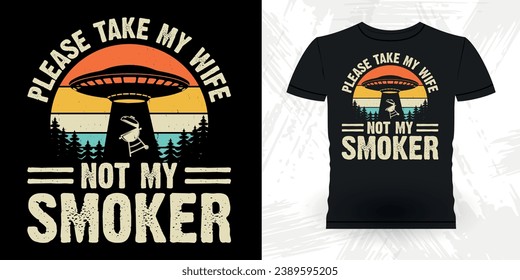 Funny Barbecue Lover Retro Vintage BBQ Smoking T-shirt Design