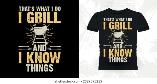 Funny Barbecue Lover Retro Vintage BBQ Smoking T-shirt Design