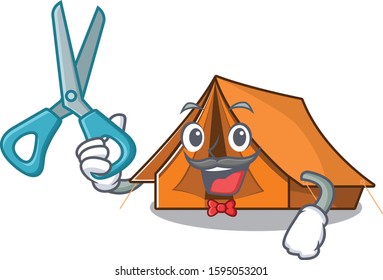 Funny Barber camping tent Scroll cartoon character design style