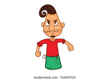 Funny barber Character . Vector Illustration. Isolated on white background.