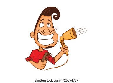 Funny barber Character . Vector Illustration. Isolated on white background.
