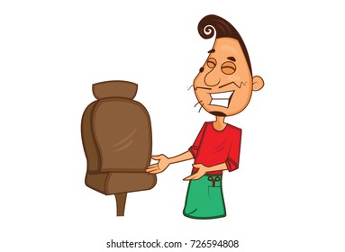 Funny barber Character . Vector Illustration. Isolated on white background.