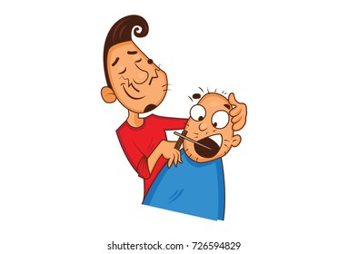 Funny barber Character . Vector Illustration. Isolated on white background.
