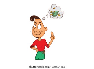 Funny barber Character . Vector Illustration. Isolated on white background.