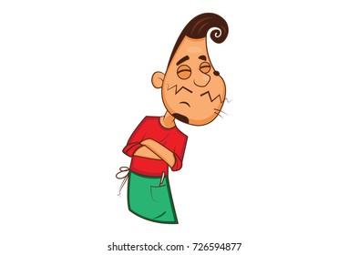 Funny barber Character . Vector Illustration. Isolated on white background.