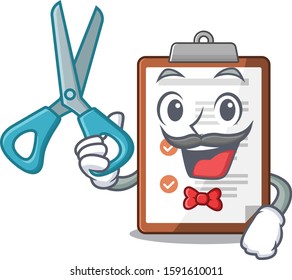 Funny Barber clipboard Scroll cartoon character design style