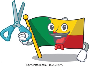 Funny Barber flag benin Scroll cartoon character design style