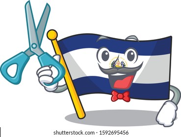 Funny Barber flag el salvador Scroll cartoon character design style