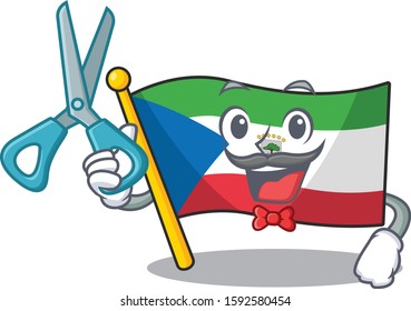 Funny Barber flag equatorial guinea Scroll cartoon character design style