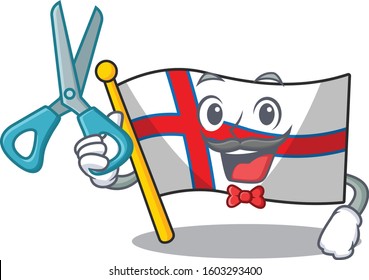 Funny Barber flag faroe island Scroll cartoon character design style