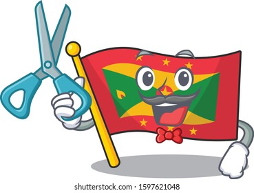 Funny Barber flag grenada Scroll cartoon character design style