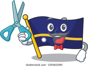 Funny Barber flag nauru Scroll cartoon character design style