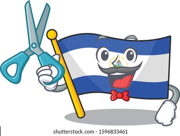 Funny Barber flag nicaragua Scroll cartoon character design style
