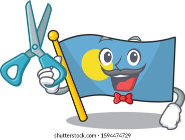 Funny Barber flag palau Scroll cartoon character design style