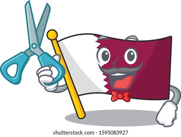 Funny Barber flag qatar Scroll cartoon character design style