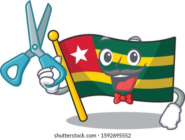 Funny Barber flag togo Scroll cartoon character design style