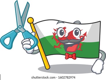 Funny Barber flag wales Scroll cartoon character design style