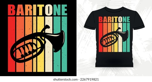 Funny Baritone Player Musician Music Bass Retro Vintage Musician T-Shirt Design