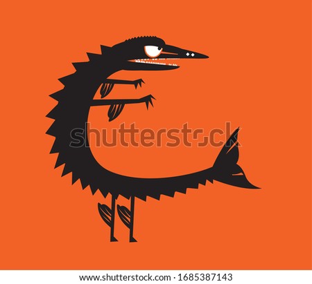 Funny barracuda fish cartoon illustration