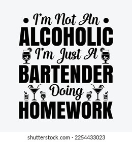 Funny Bartender Doing Homework Funny t-shirt Design