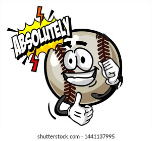 funny baseball Ball cartoon character Mascot with face expression. Vector Illustration Isolated On White Background
